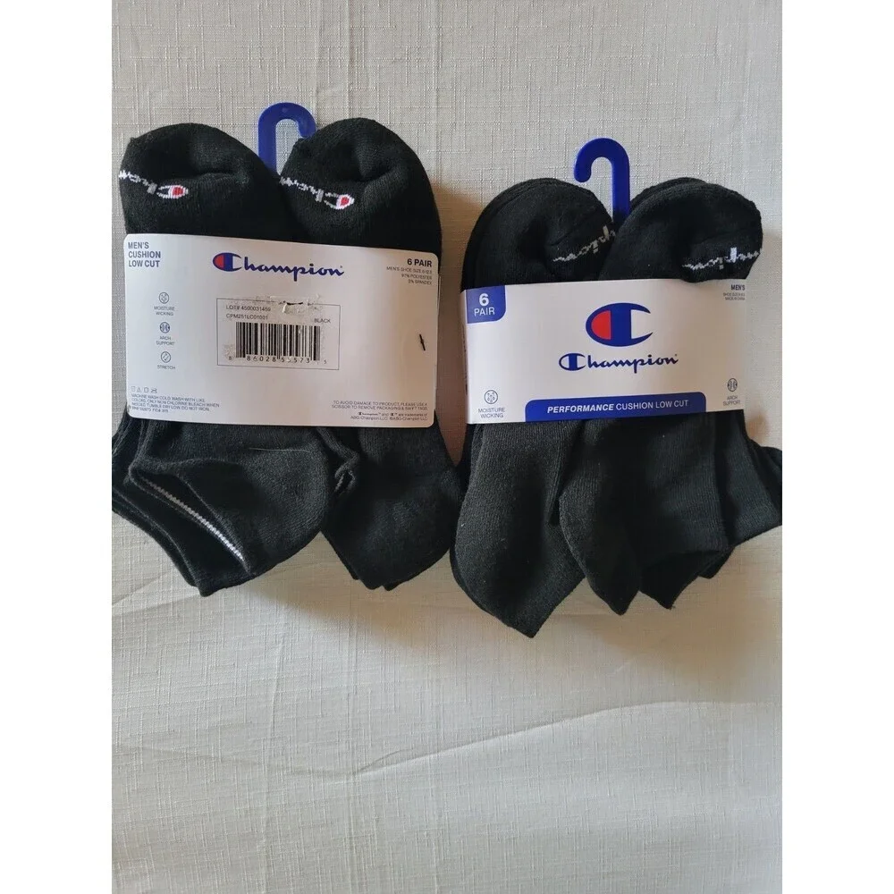 Champion Men's 12 Pairs Cushion Low Cut  Black